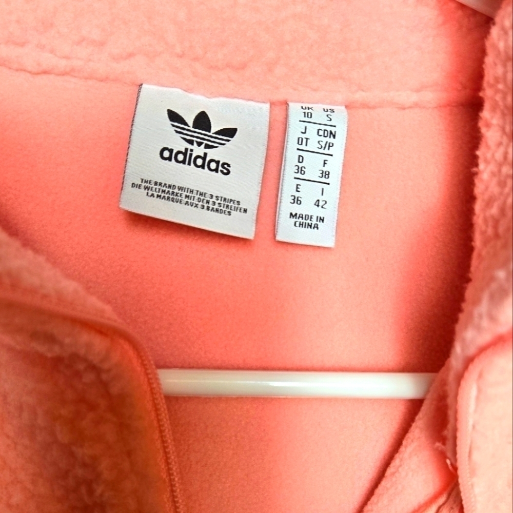 Adidas Originals Womens Teddy Bear Polar Fleece HALF ZIP Shirt size 10 - Picture 2 of 3